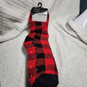 Fashion by Mirabeau BUFFALO Plaid Soft Socks w/Fleece Lining & Grippers
